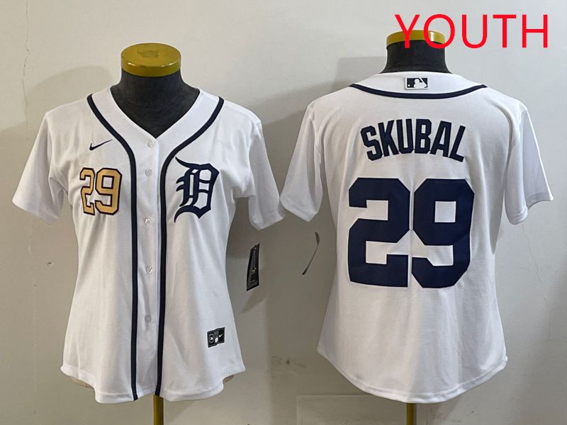 Youth Detroit Tigers #29 Skubal White Game 2025 Nike MLB Jersey style 2